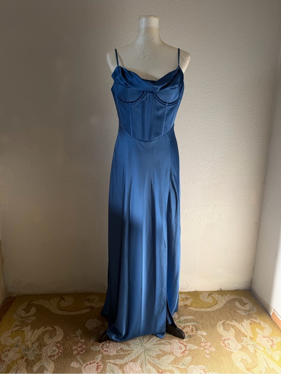 Astr Dresses & Skirts - Astr Blue Satin Corset-Style Slip Gown